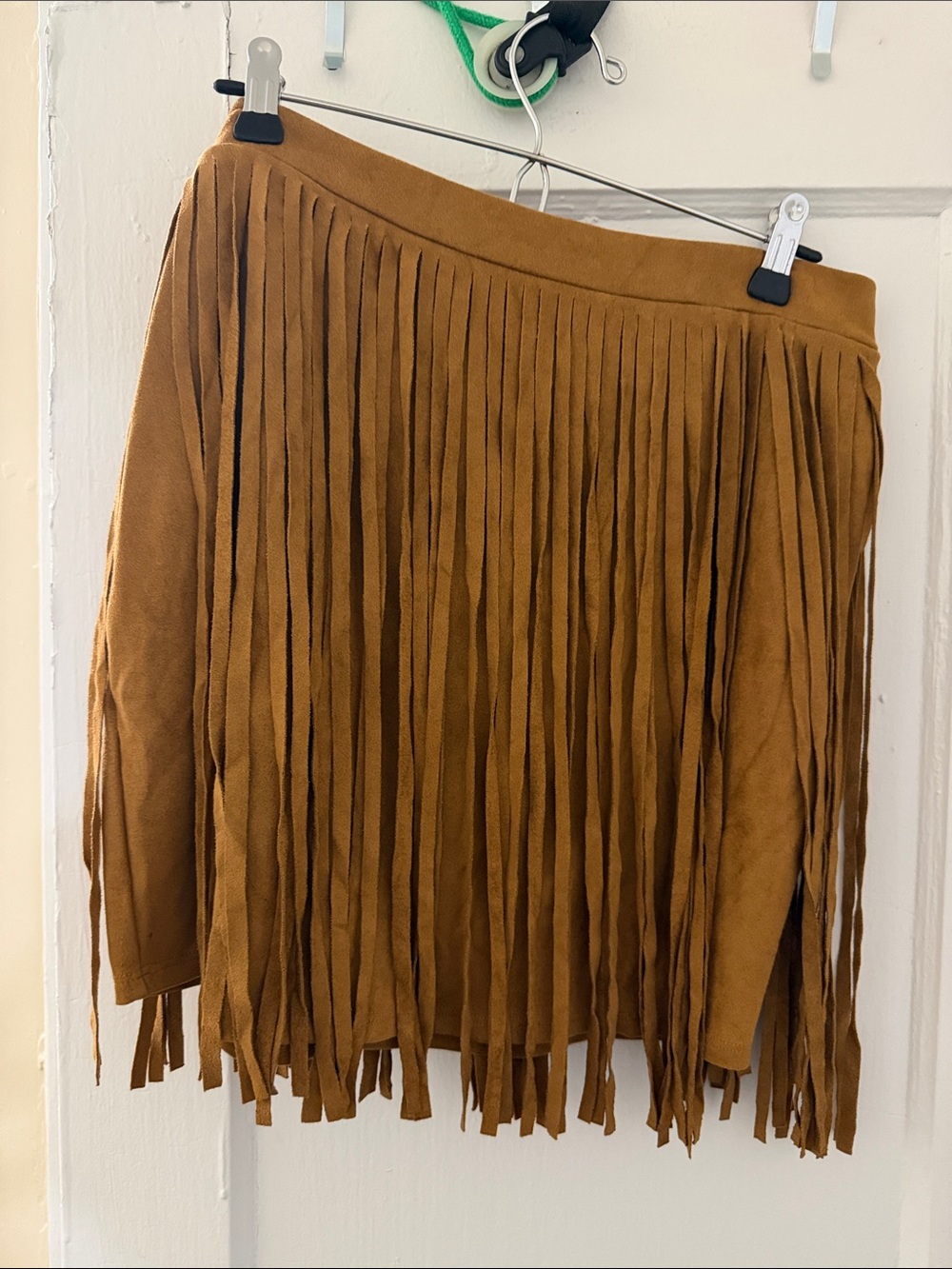 Fringe Suede Mini Skirt - Tan